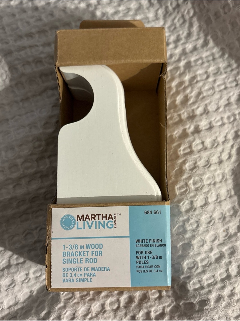 MARTHA Stewart LIVING 1-3/8" Wood Bracket Single Rod WHITE Finish 684 661 NEW